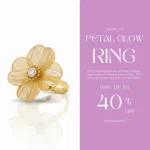 Gold Plated Flower Design Ring with Diamond-Like Center | Trendy Jewel | Anti-Tarnish Jewellery for Women