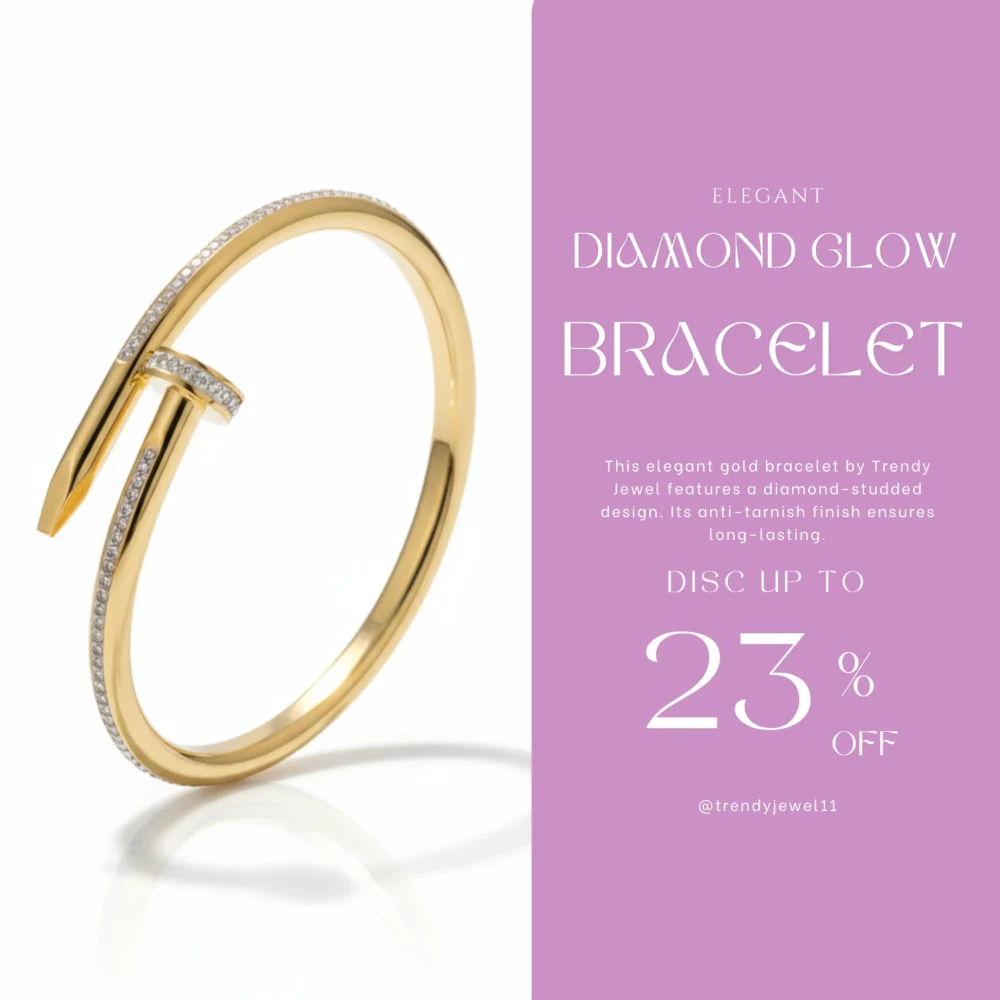 Trendy Jewel Gold Bracelet | Diamond-Studded Design | Premium Jewelry for Women | Anti-Tarnish Bracelet