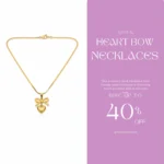 Trendy Jewel | Anti-Tarnish Gold Necklace | Heart Pendant with Bow | Premium Quality Jewelry