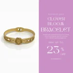 Gold Plated Clover Bangle Bracelet | Trendy Jewel | Anti-Tarnish Jewellery for Women | CZ Stone Accents
