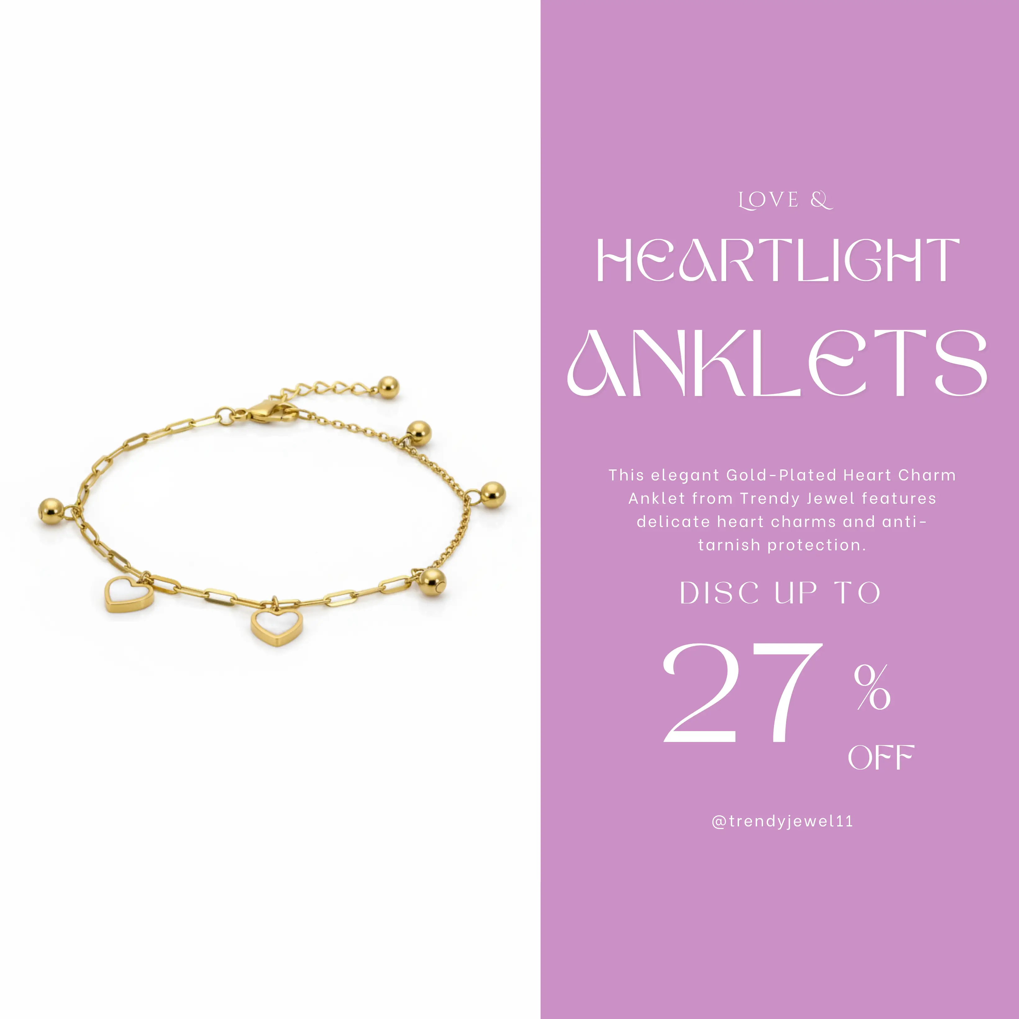 Heart Charm Anklet for Brides - Trendy Jewel