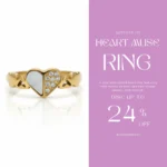 Mother of Pearl Heart Ring | Trendy Jewel | Anti-Tarnish Gold Plated | Crystal Studded | Adjustable, Skin-Friendly Jewellery for Women