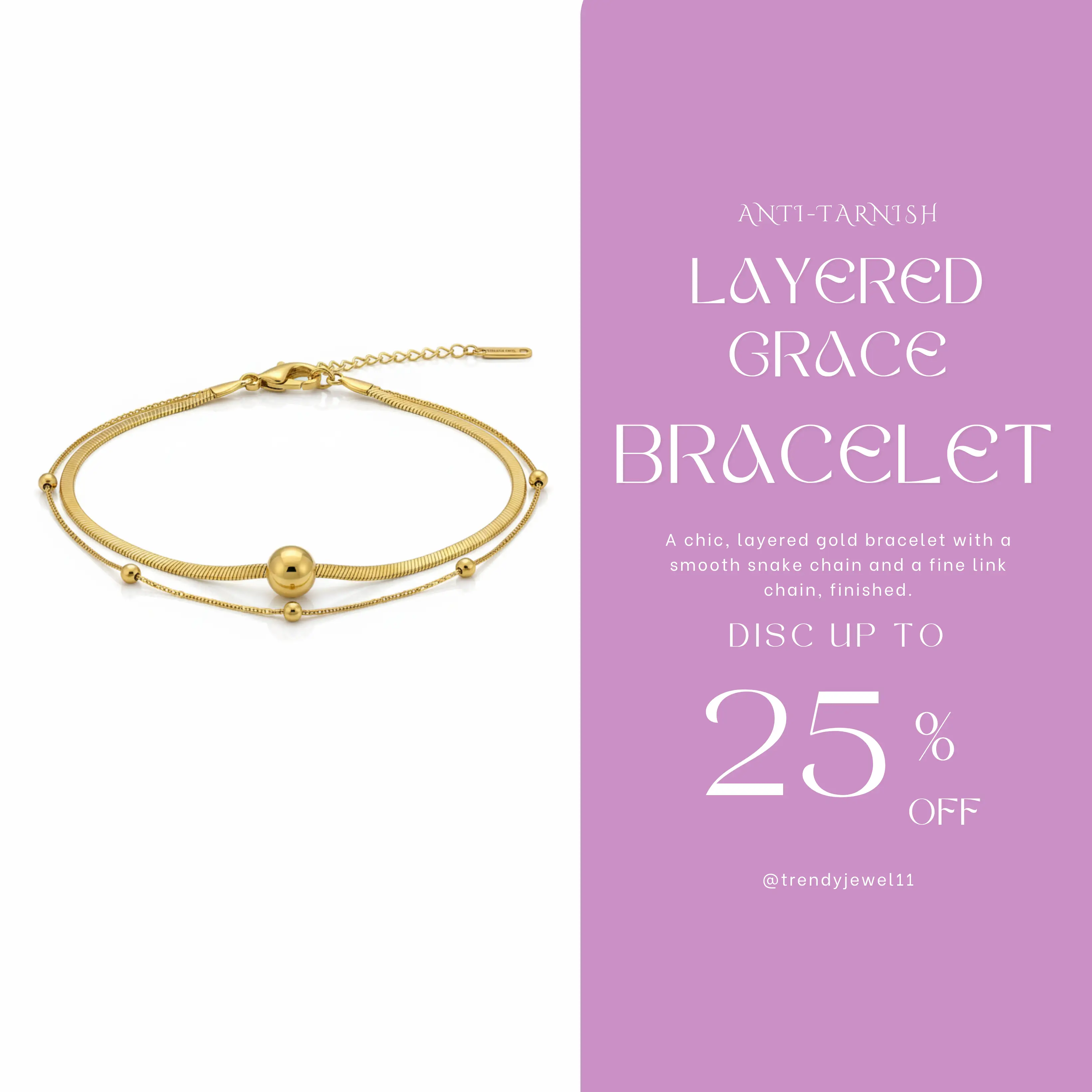 Gold-Plated Bracelet for Women - Trendy Jewel