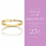 Gold Plated Minimal Pave Bangle Bracelet | Trendy Jewel | Anti-Tarnish Jewellery for Women | Modern Sleek Design