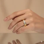 Gold Plated Pave Band Ring | Trendy Jewel | Anti-Tarnish Jewellery for Women | CZ Stone Setting