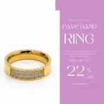 Gold Plated Pave Band Ring | Trendy Jewel | Anti-Tarnish Jewellery for Women | CZ Stone Setting