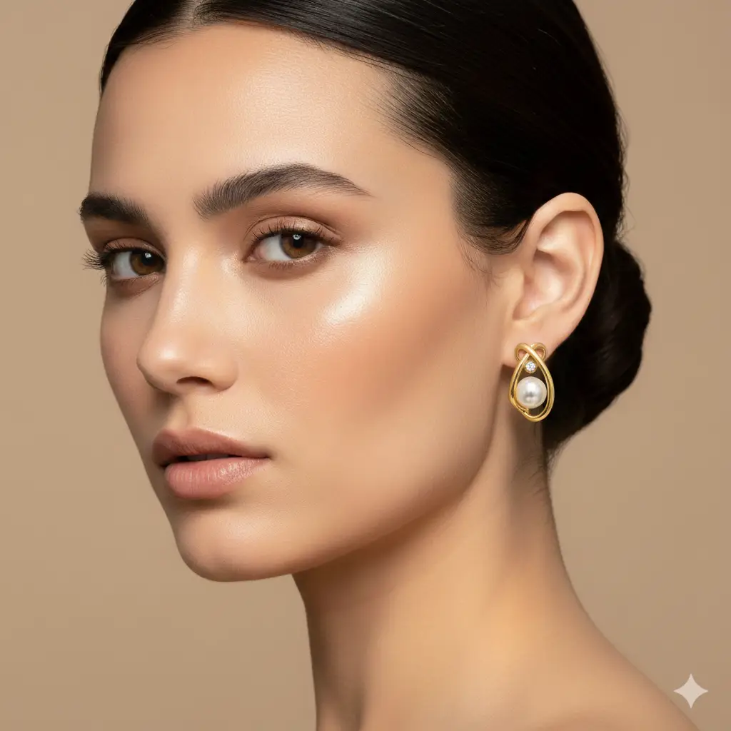 Gold-Plated Pearl Earrings - Trendy Jewel