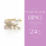 Gold Plated Pearl Flower Adjustable Ring | Trendy Jewel | Anti-Tarnish Jewellery for Women | CZ Leaf Design