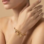 Gold Plated Sea Charm Bangle Bracelet | Trendy Jewel | Anti-Tarnish, Nickel-Free | Starfish, Shell & Crystal Charms | For Women & Girls