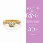 Gold Plated Solitaire Ring with Diamond-Like Stones | Trendy Jewel | Anti-Tarnish Jewellery for Women