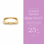 Gold Plated Square Bangle Bracelet | Trendy Jewel | Anti-Tarnish Jewellery for Women | High-Polish Minimal Design