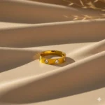 Gold Plated Ring with Square Diamonds | Trendy Jewel | Anti-Tarnish Jewellery for Women