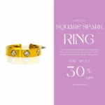 Gold Plated Ring with Square Diamonds | Trendy Jewel | Anti-Tarnish Jewellery for Women
