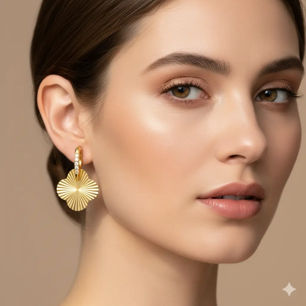 gold plated starburst earrings with diamond like stones