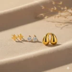 Gold-Plated Stud Earrings Set | Trendy Jewel | Anti-Tarnish Jewellery for Women