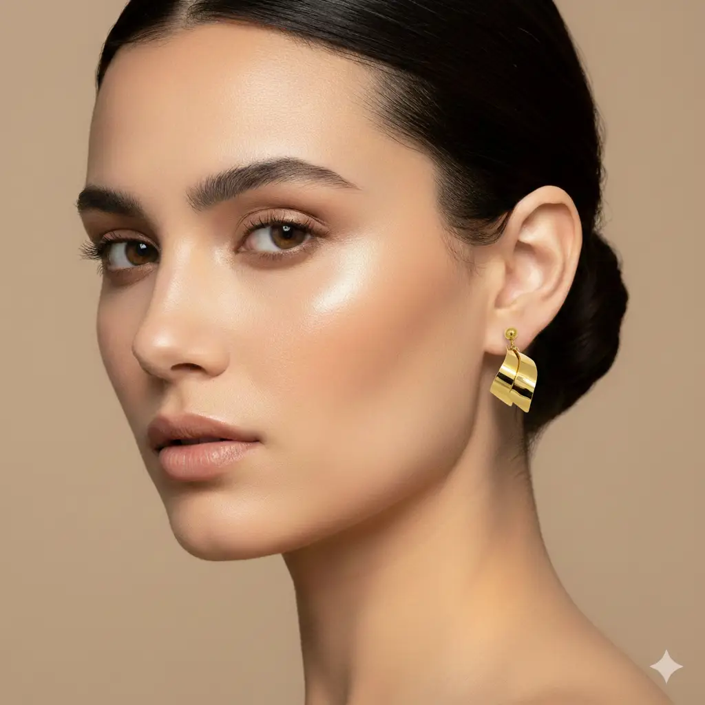 gold plated swirl design earrings for women