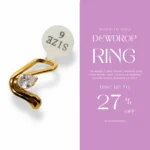 Gold-Plated Teardrop Ring with Crystal Accent | Trendy Jewel | Anti-Tarnish Jewellery for Women