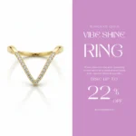 V-Shape Gold Plated Ring | Trendy Jewel | Anti-Tarnish Jewellery for Women | Crystal Pavé Chevron | Nickel-Free & Comfortable Fit