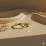 Gold-Plated V-Shaped Ring with Diamond Accent | Trendy Jewel | Anti-Tarnish Jewellery for Women