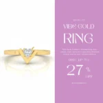 Gold-Plated V-Shaped Ring with Diamond Accent | Trendy Jewel | Anti-Tarnish Jewellery for Women