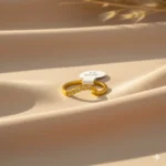 Gold Plated Wave Open Ring | Trendy Jewel | Anti-Tarnish Jewellery for Women | CZ Accent Band